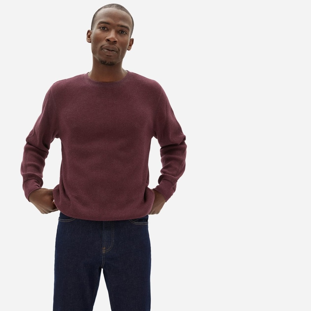 Everlane Men's Waffle Knit Long Sleeve Crew
